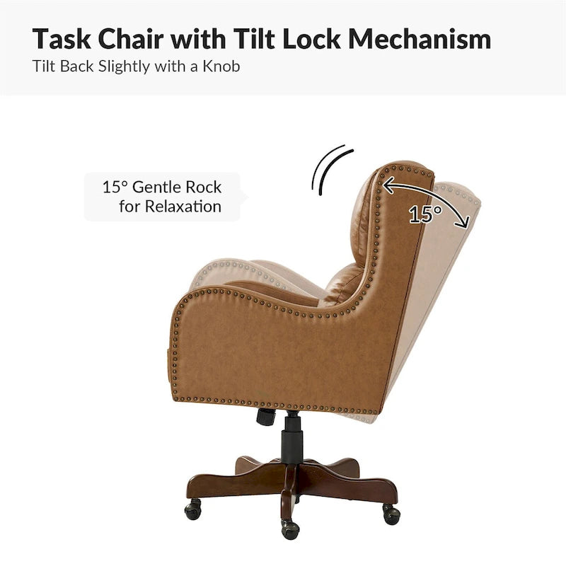 Pete Faux Leather Adjustable Height Swivel Executive Chair with Tilt Mechanism by HULALA HOME 3