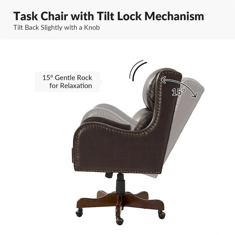 Pete Faux Leather Adjustable Height Swivel Executive Chair with Tilt Mechanism by HULALA HOME 5