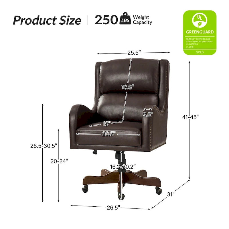 Pete Faux Leather Adjustable Height Swivel Executive Chair with Tilt Mechanism by HULALA HOME 10