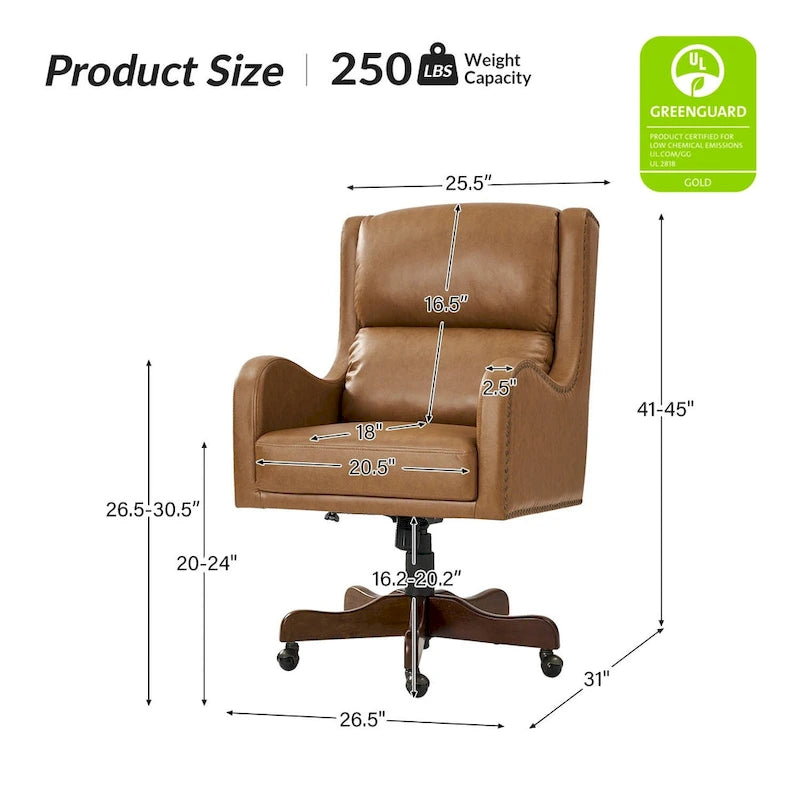 Pete Faux Leather Adjustable Height Swivel Executive Chair with Tilt Mechanism by HULALA HOME 16