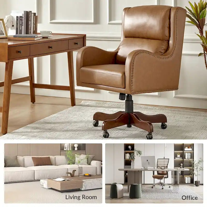 Pete Faux Leather Adjustable Height Swivel Executive Chair with Tilt Mechanism by HULALA HOME 17