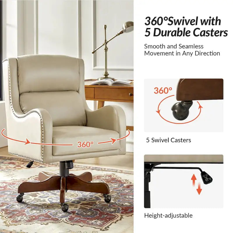 Pete Faux Leather Adjustable Height Swivel Executive Chair with Tilt Mechanism by HULALA HOME 20