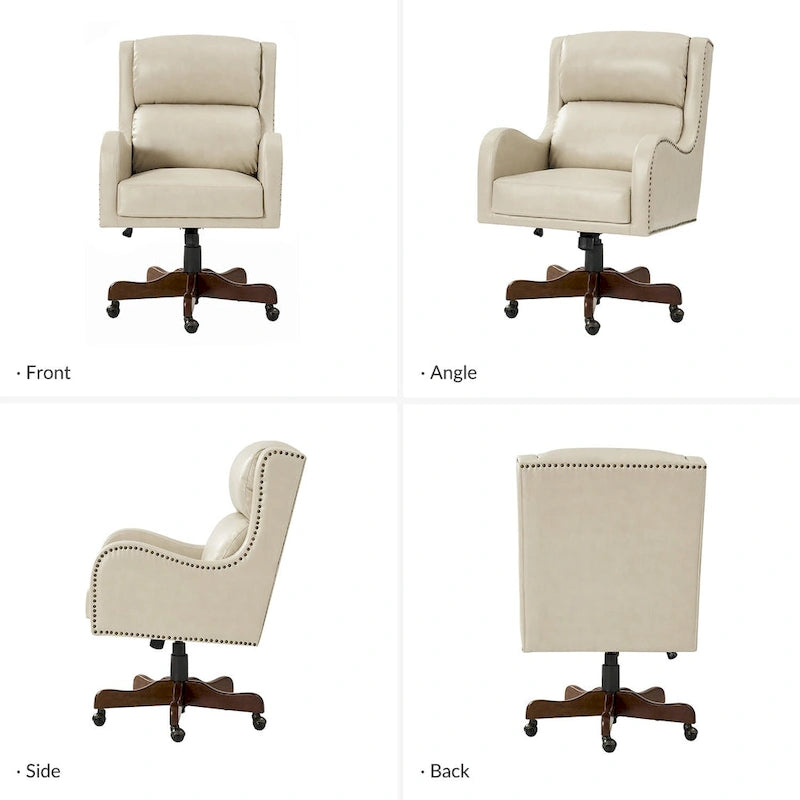 Pete Faux Leather Adjustable Height Swivel Executive Chair with Tilt Mechanism by HULALA HOME 23