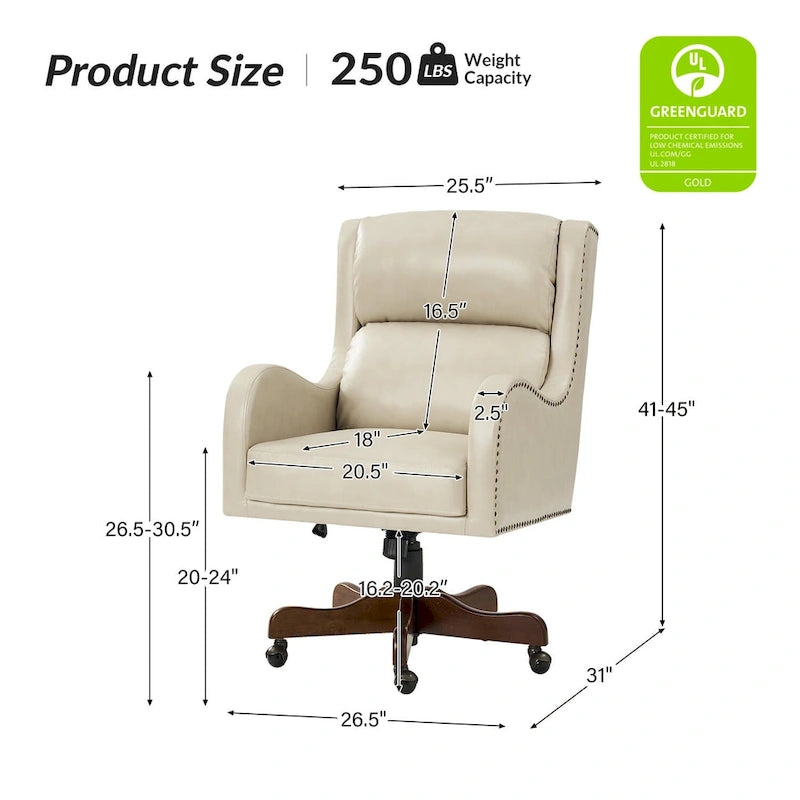 Pete Faux Leather Adjustable Height Swivel Executive Chair with Tilt Mechanism by HULALA HOME 24