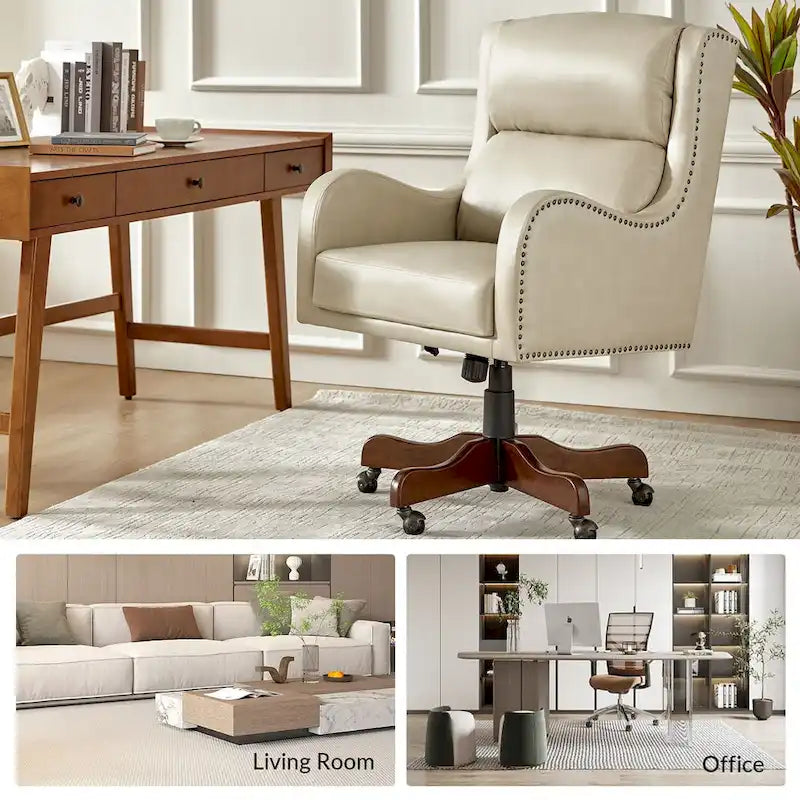 Pete Faux Leather Adjustable Height Swivel Executive Chair with Tilt Mechanism by HULALA HOME 25