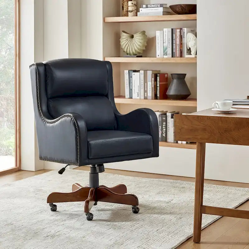 Pete Faux Leather Adjustable Height Swivel Executive Chair with Tilt Mechanism by HULALA HOME 26