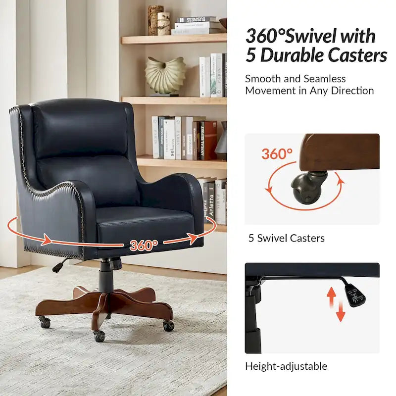 Pete Faux Leather Adjustable Height Swivel Executive Chair with Tilt Mechanism by HULALA HOME 28