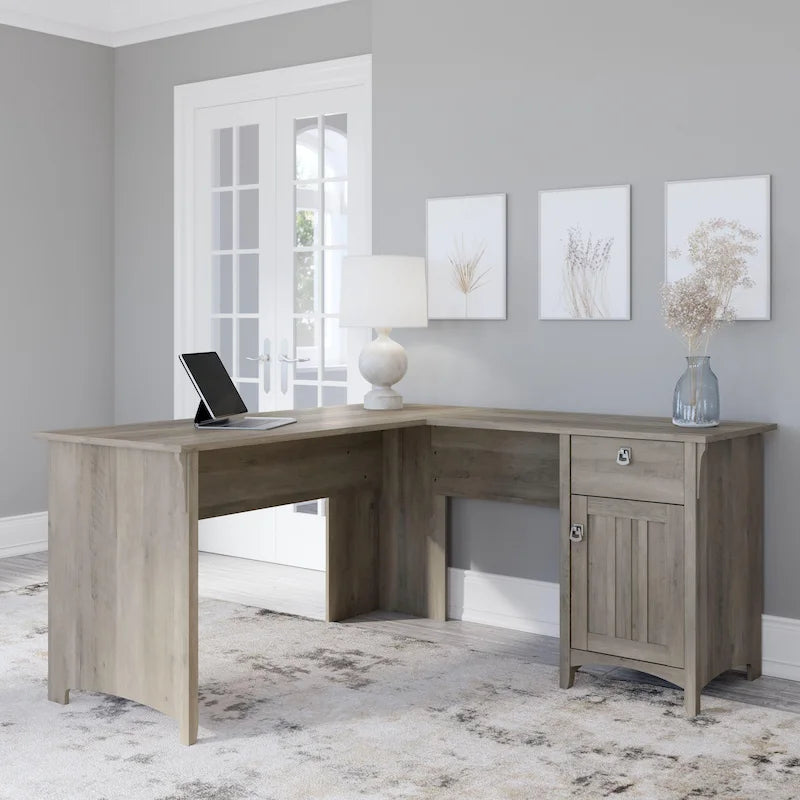Bush Furniture Salinas 60W L Shaped Desk with Drawers and Storage 50