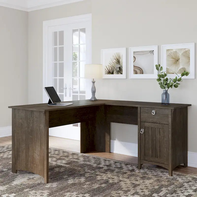Bush Furniture Salinas 60W L Shaped Desk with Drawers and Storage 51