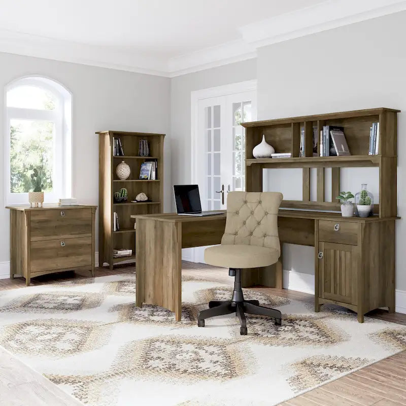 Bush Furniture Salinas 60W L Shaped Desk with Drawers and Storage 27