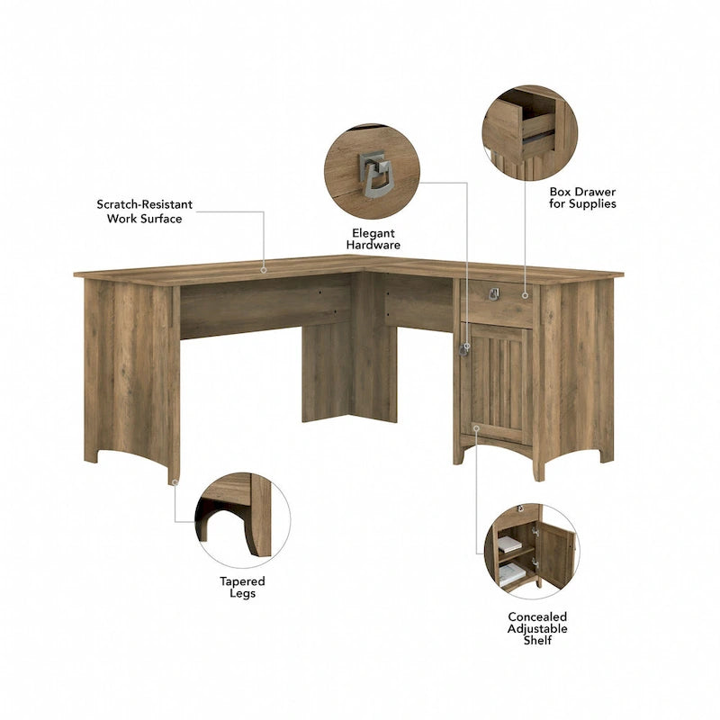 Bush Furniture Salinas 60W L Shaped Desk with Drawers and Storage 32