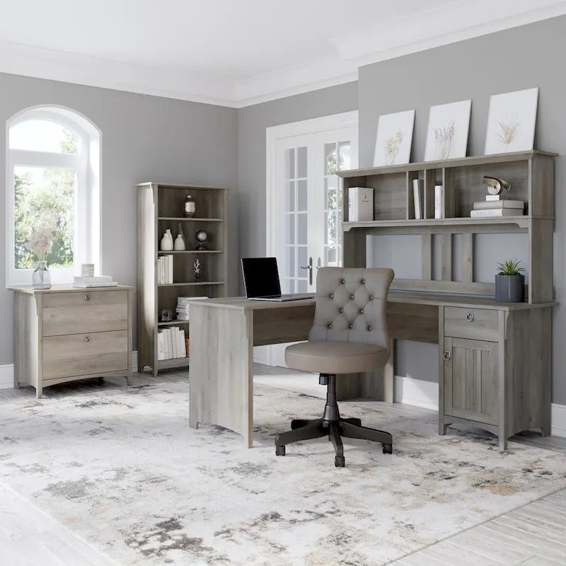 Bush Furniture Salinas 60W L Shaped Desk with Drawers and Storage 36