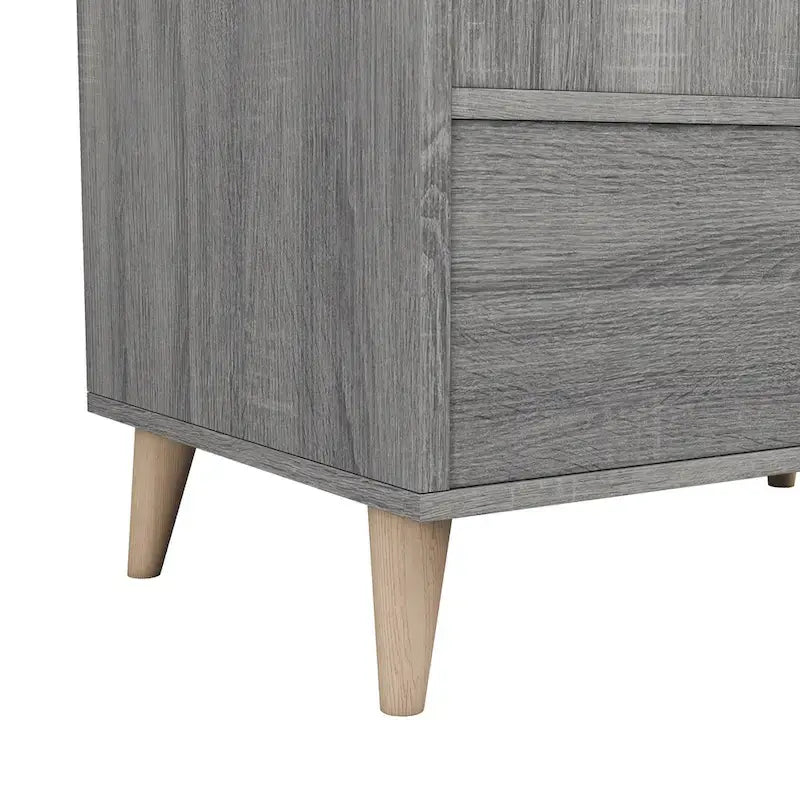 DH BASIC Mid-Century Modern Distressed Grey 1-Drawer Wardrobe Armoire by Denhour 8
