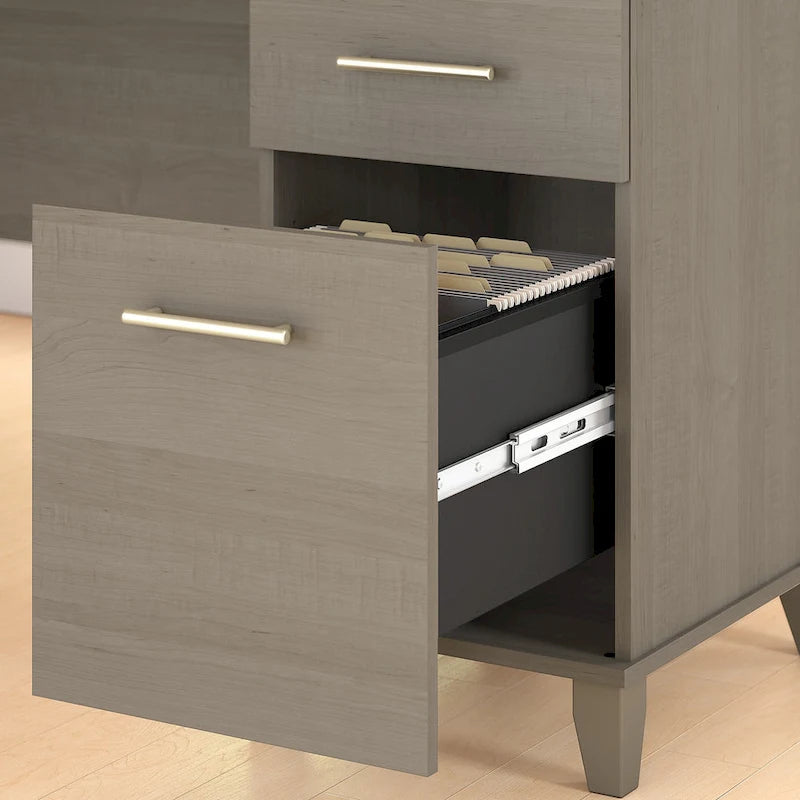 Somerset 60W Office Desk with Cabinet and 5 Shelf Bookcase 4