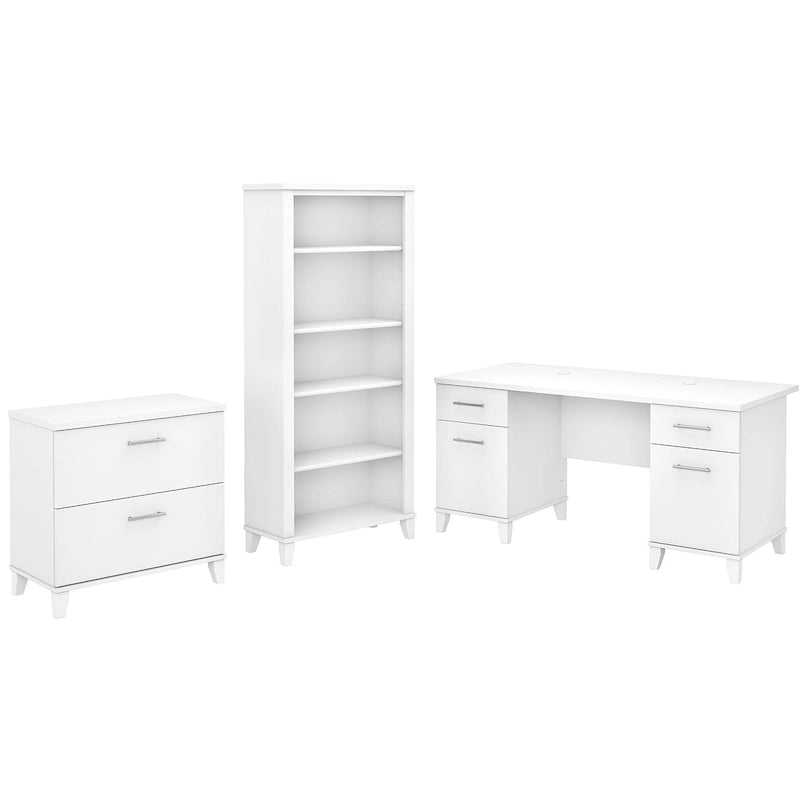 Somerset 60W Office Desk with Cabinet and 5 Shelf Bookcase 10