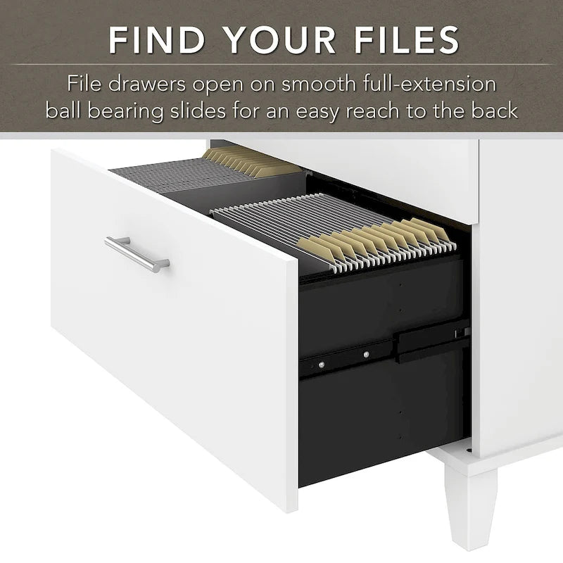 Somerset 60W Office Desk with Cabinet and 5 Shelf Bookcase 12