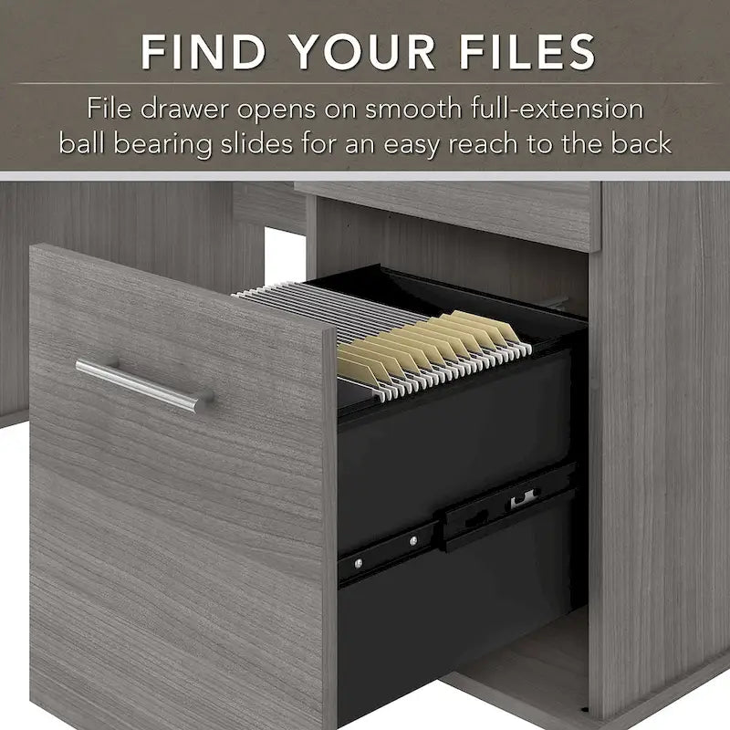Somerset 60W Office Desk with Cabinet and 5 Shelf Bookcase 32