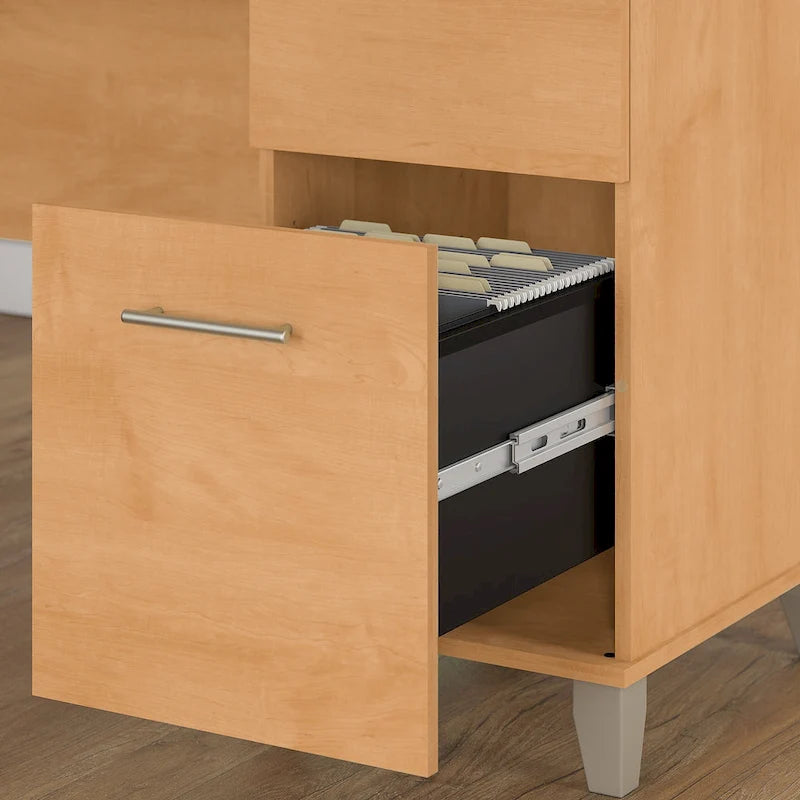 Somerset 60W Office Desk with Cabinet and 5 Shelf Bookcase 40
