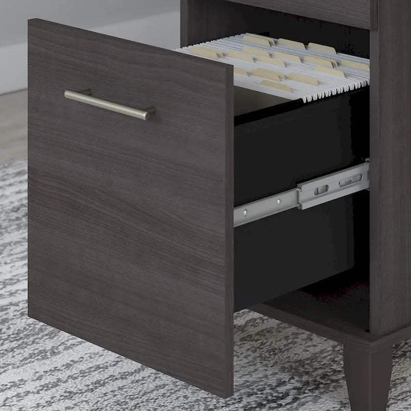 Somerset 60W Office Desk with Cabinet and 5 Shelf Bookcase 47
