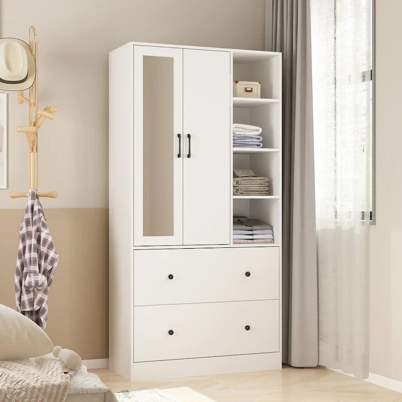 Scalable Hanging Rod Wardrobe Closet Armoire Mirror Space Saving