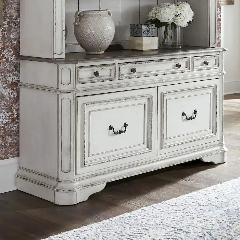 Magnolia Manor Antique White Weathered Bark Credenza 11