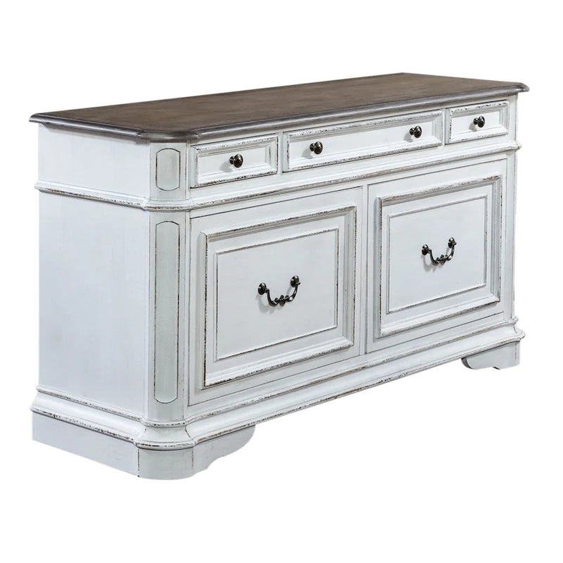 Magnolia Manor Antique White Weathered Bark Credenza