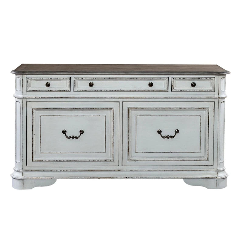 Magnolia Manor Antique White Weathered Bark Credenza 3