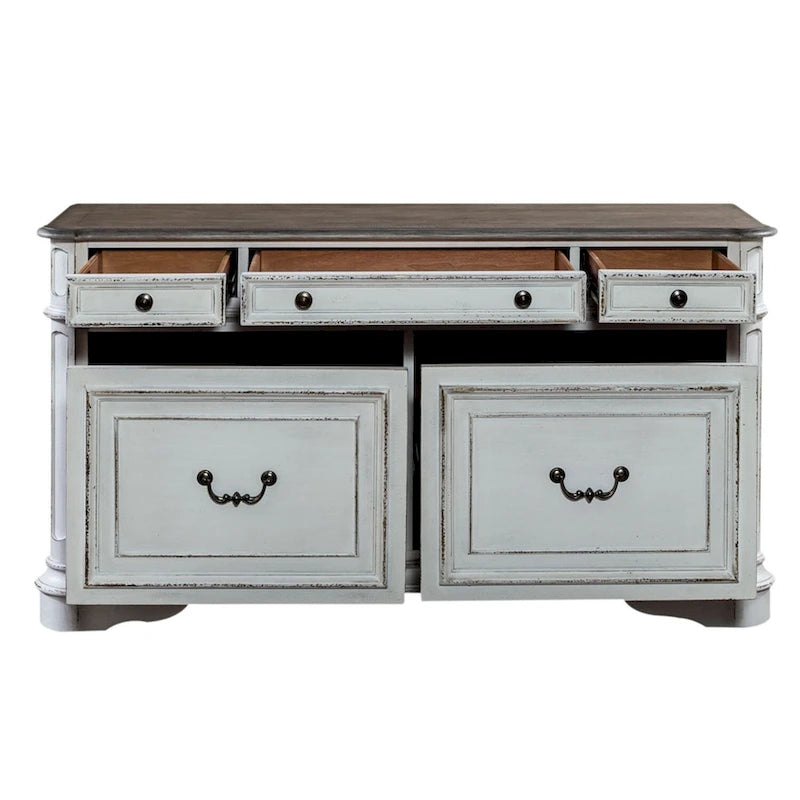 Magnolia Manor Antique White Weathered Bark Credenza 7