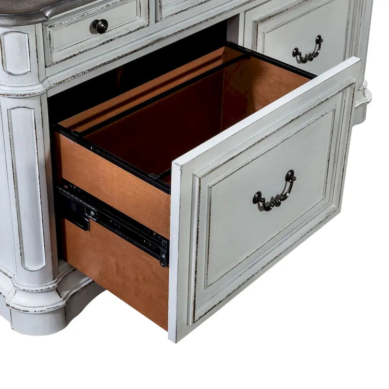 Magnolia Manor Antique White Weathered Bark Credenza 8