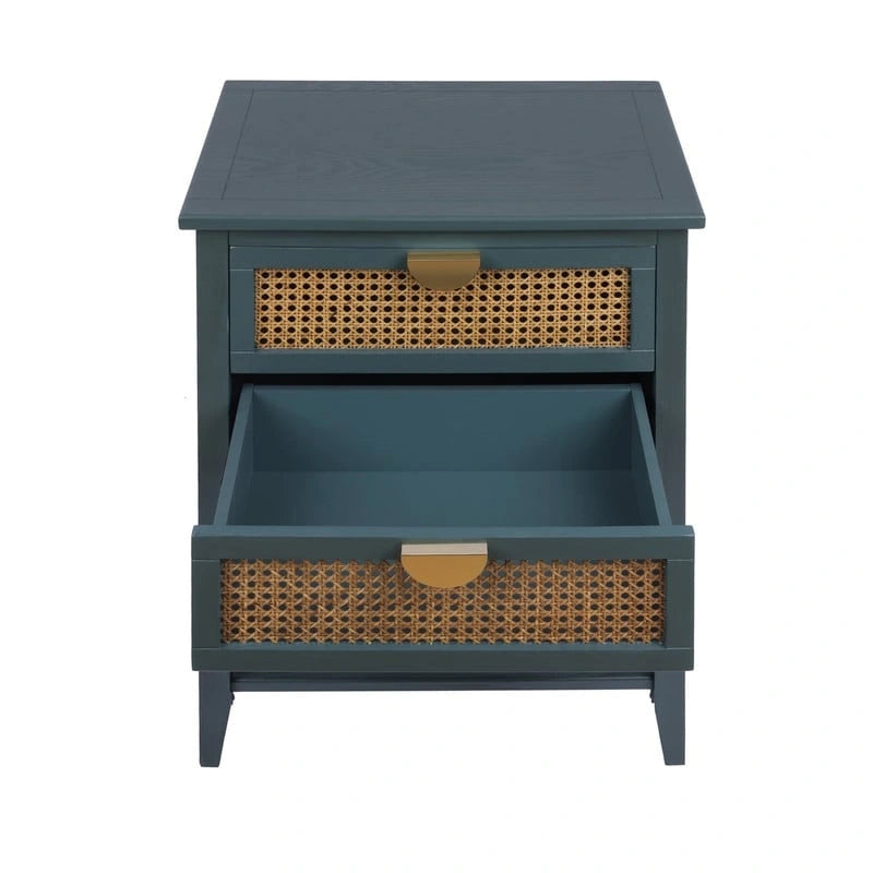 Nightstands with 2 drawers, rattan nightstands, drawers and shelves 2