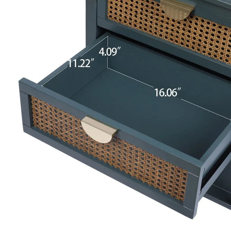 Nightstands with 2 drawers, rattan nightstands, drawers and shelves 6