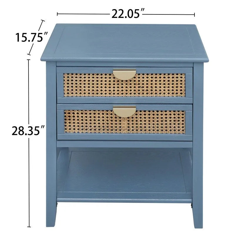 Nightstands with 2 drawers, rattan nightstands, drawers and shelves 9