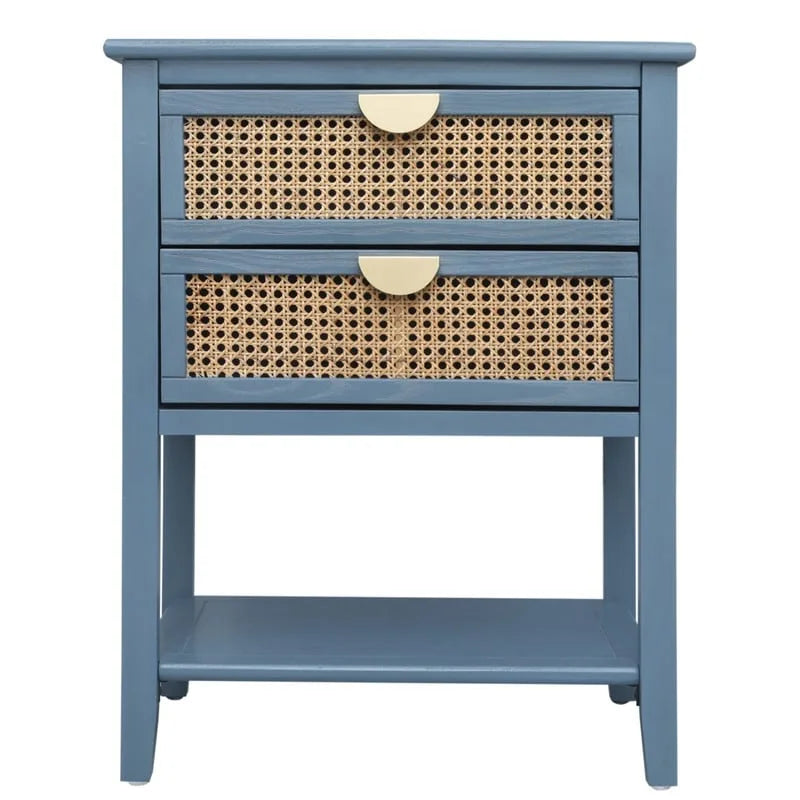 Nightstands with 2 drawers, rattan nightstands, drawers and shelves 10