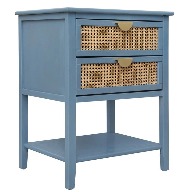 Nightstands with 2 drawers, rattan nightstands, drawers and shelves 11