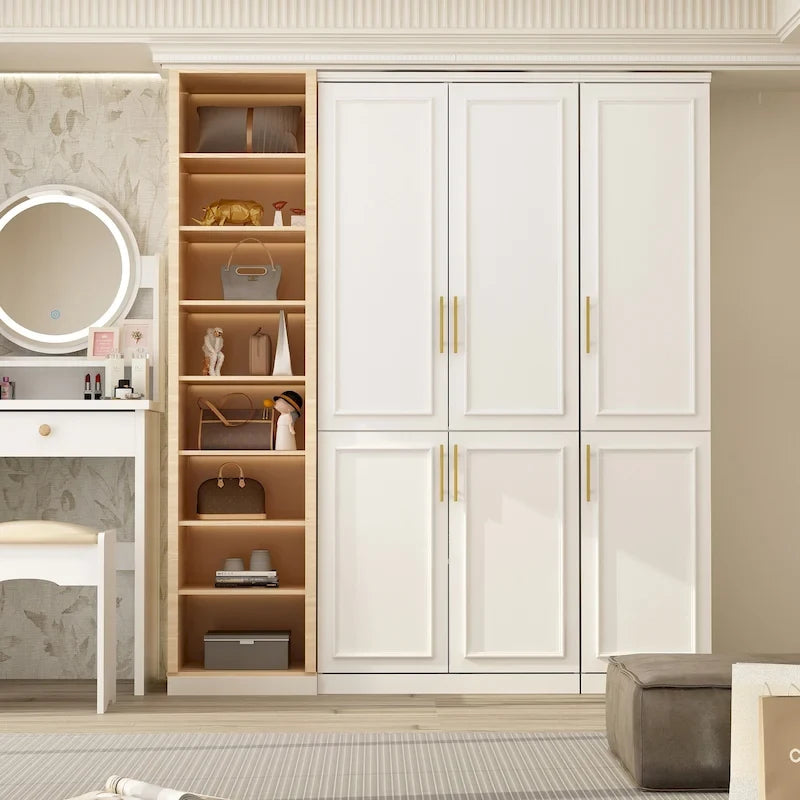 74.8H Large Modular Wardrobe Cloest Armoire Cabinet Glass Door 44