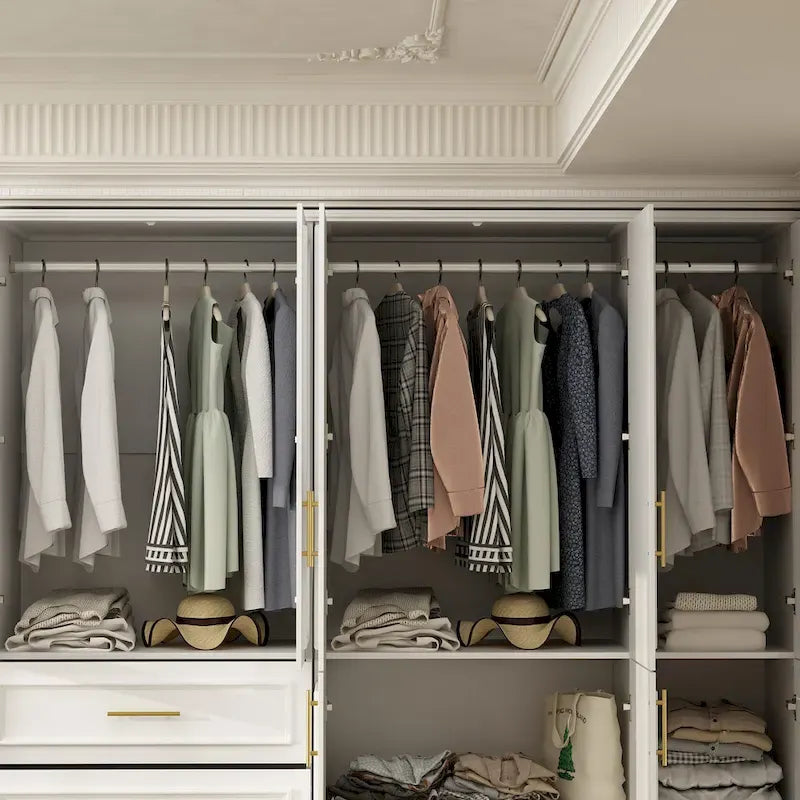 74.8H Large Modular Wardrobe Cloest Armoire Cabinet Glass Door 8