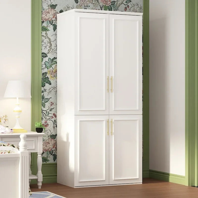 74.8H Large Modular Wardrobe Cloest Armoire Cabinet Glass Door 19