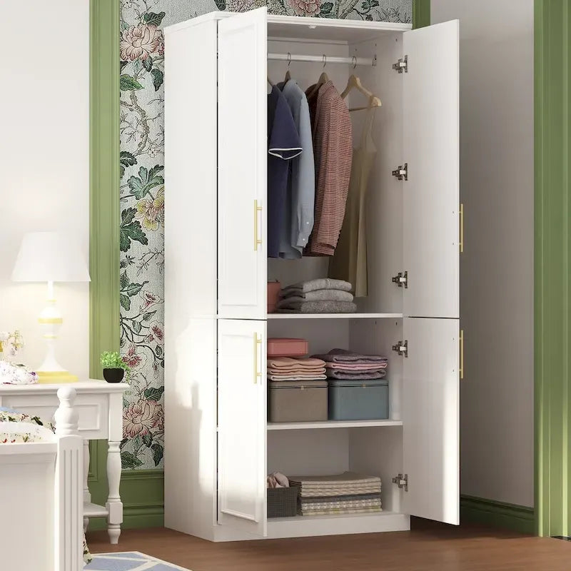74.8H Large Modular Wardrobe Cloest Armoire Cabinet Glass Door 20