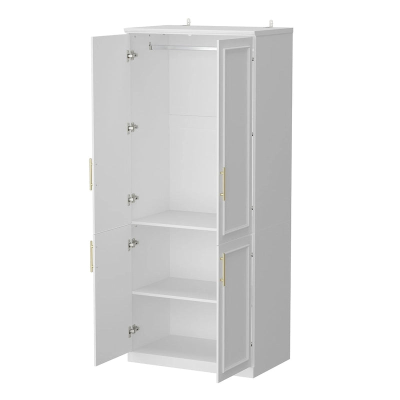 74.8H Large Modular Wardrobe Cloest Armoire Cabinet Glass Door 25