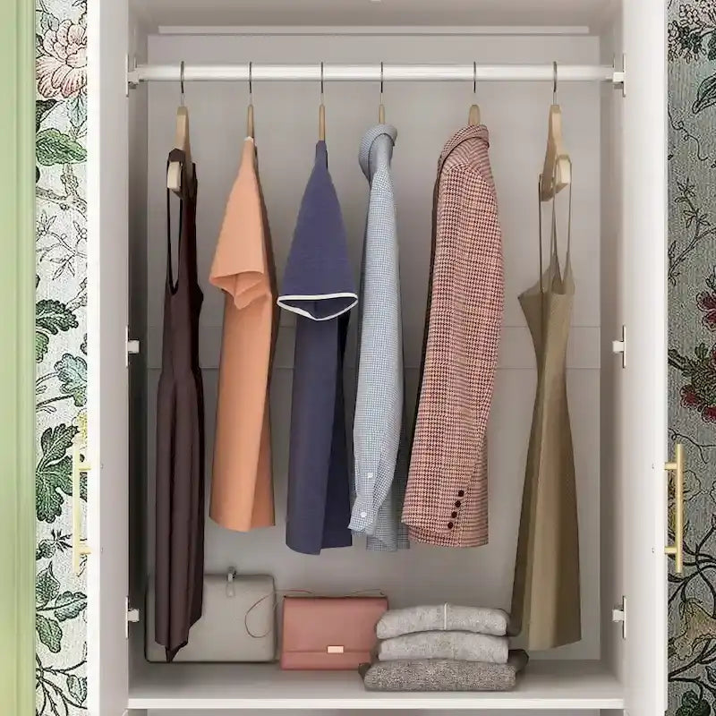 74.8H Large Modular Wardrobe Cloest Armoire Cabinet Glass Door 28