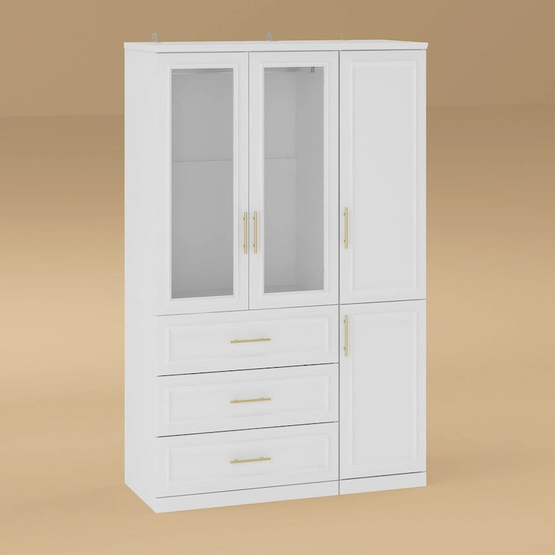 74.8H Large Modular Wardrobe Cloest Armoire Cabinet Glass Door 39
