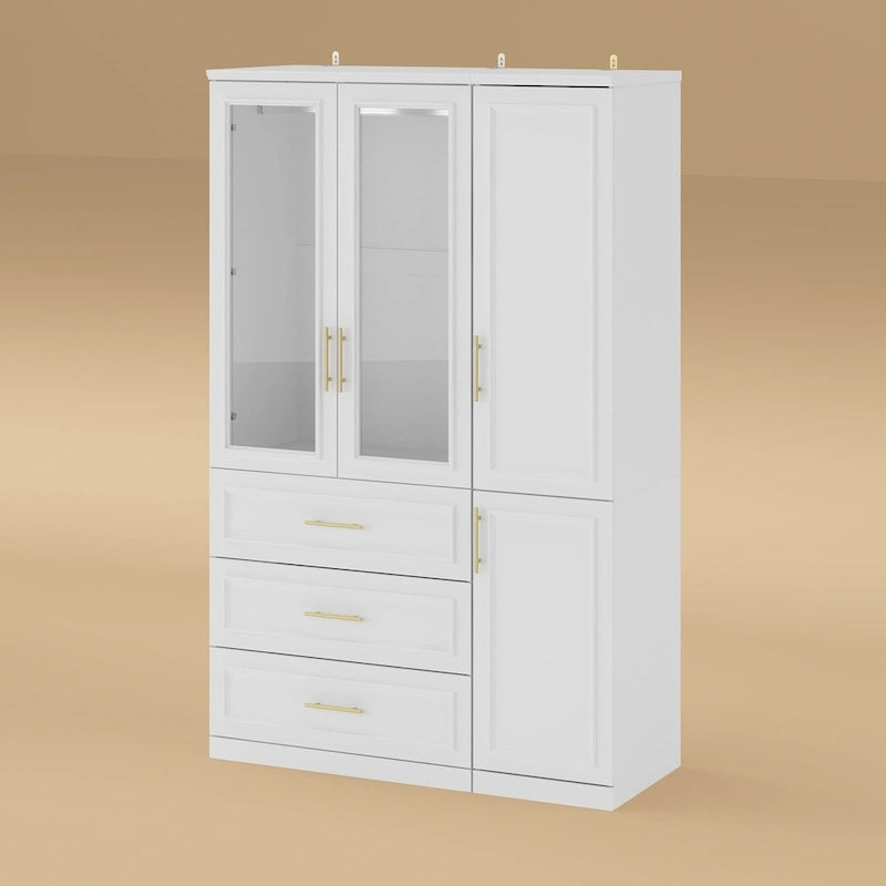 74.8H Large Modular Wardrobe Cloest Armoire Cabinet Glass Door 40