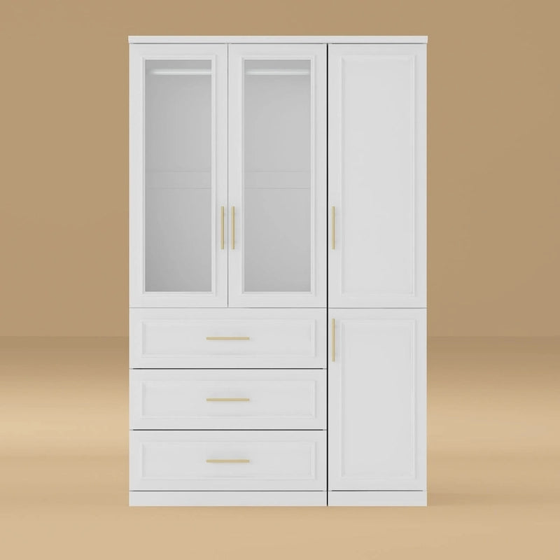 74.8H Large Modular Wardrobe Cloest Armoire Cabinet Glass Door 41