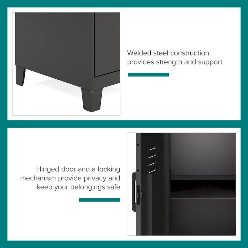 27.5H 2 Shelf Vented Door Mini Storage Locker Cabinet 8