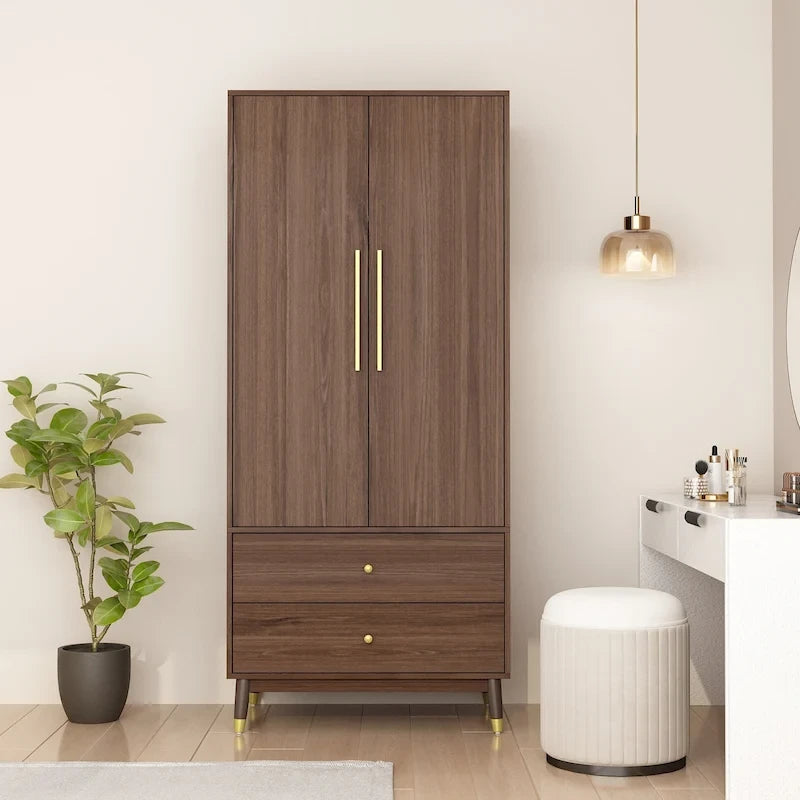 Wardrobe Closet Armoire with 2 Doors Wooden Clothes Storage Cabinet 43