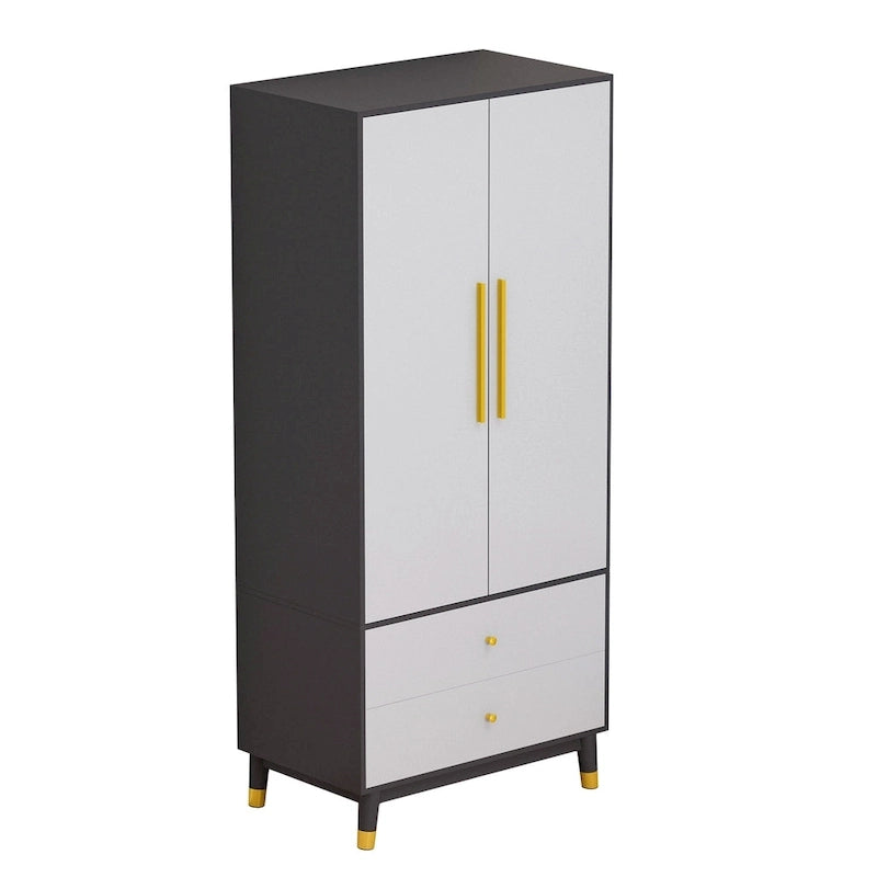 Wardrobe Closet Armoire with 2 Doors Wooden Clothes Storage Cabinet 7