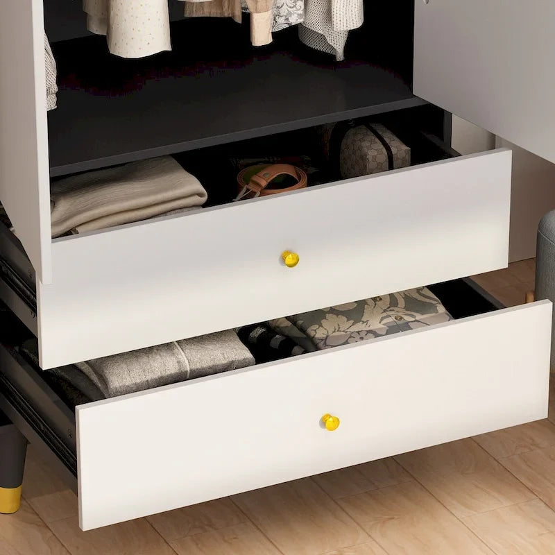 Wardrobe Closet Armoire with 2 Doors Wooden Clothes Storage Cabinet 11