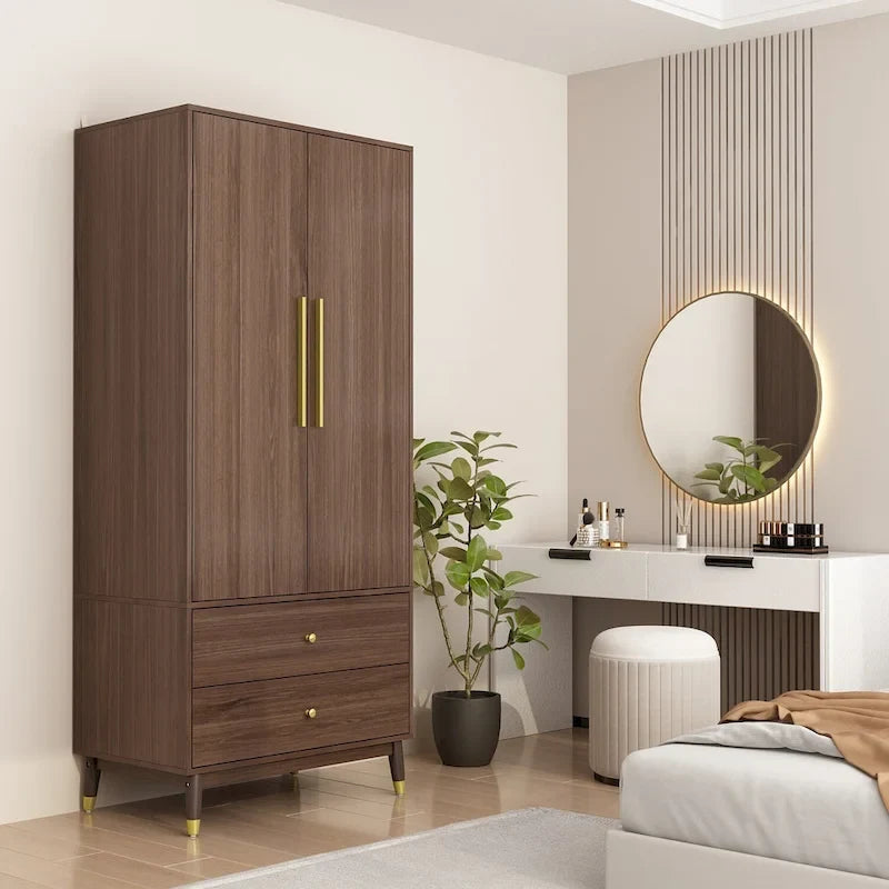 Wardrobe Closet Armoire with 2 Doors Wooden Clothes Storage Cabinet 18