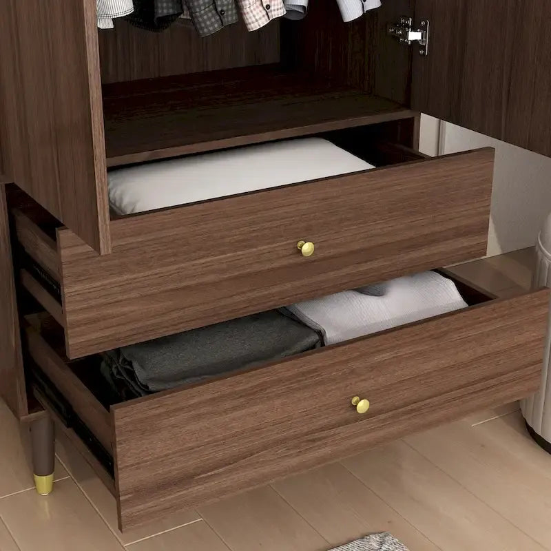 Wardrobe Closet Armoire with 2 Doors Wooden Clothes Storage Cabinet 23