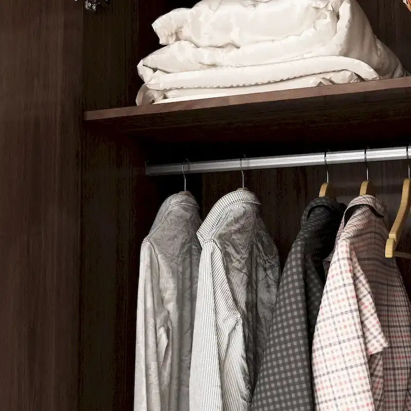 Wardrobe Closet Armoire with 2 Doors Wooden Clothes Storage Cabinet 26